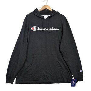 Champion Hoodie Men XL Black Pullover Kangaroo Pocket Athletic Streetwear Casual